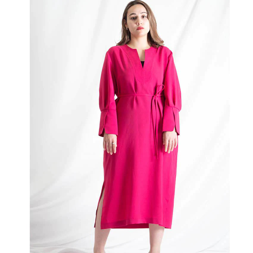 キーネックスリットワンピース